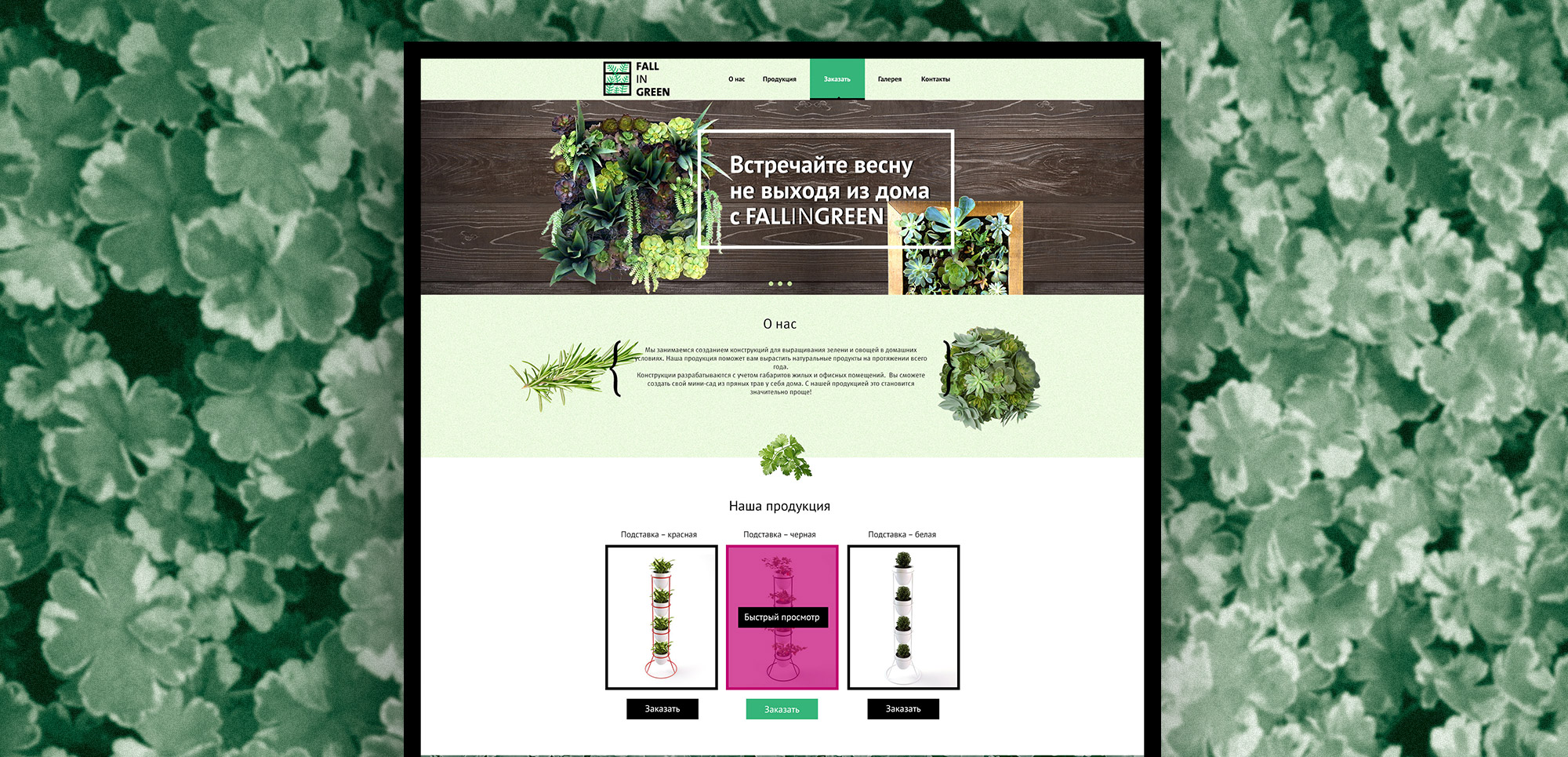 Создание сайта-визитки для студии вертикального озеленения Fall in green