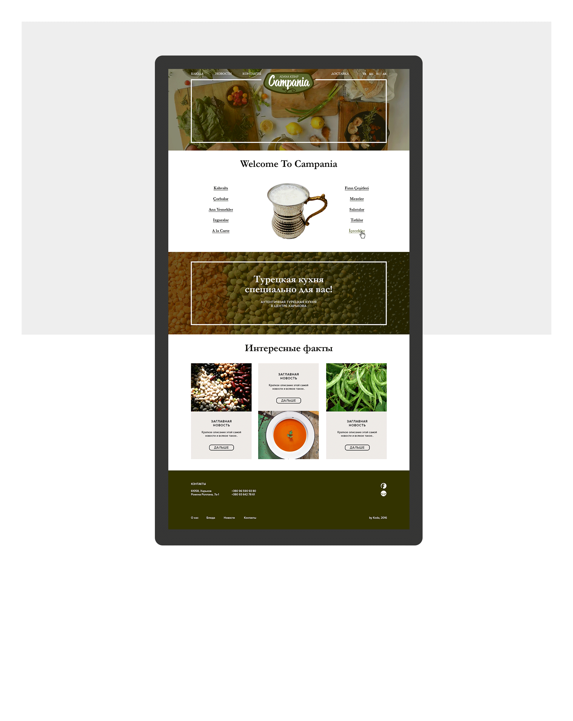 Создание сайта для турецкого ресторана